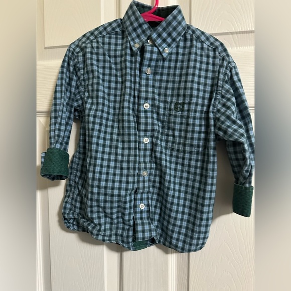 Panhandle Slim Green and Blue Button Down Shirt Boy’s XS/4 - Picture 1 of 4